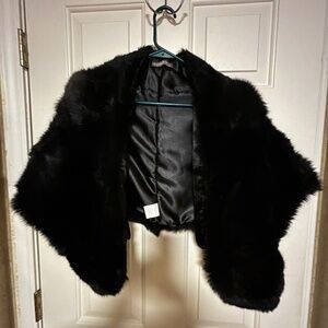 Raised Rabbit Black Fur Stole by Tristan & Iseut